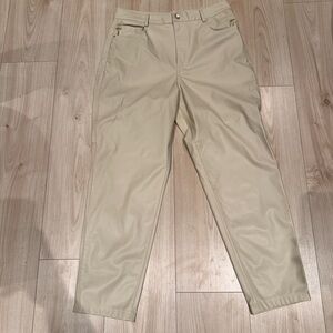 Zara women’s faux leather  Light Beige trousers